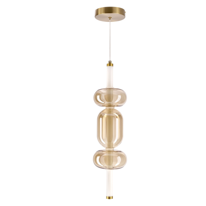 KELLY lampa wisząca złoty 8W LED 2700K klosz 3 x bursztynowy 31-54562