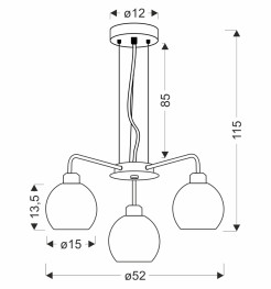 VERTON lampa wisząca chromowy 3x40W E27 klosz chromowy 33-48509