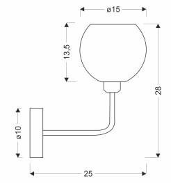 VERTON lampa kinkiet chromowy 1x40W E27 klosz chromowy 21-48493