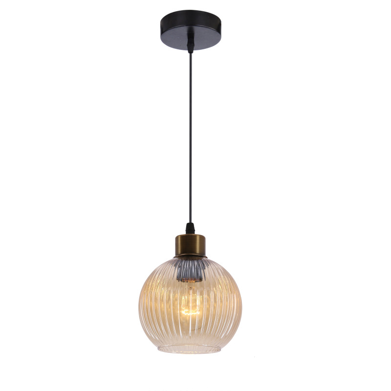 VALOR lampa wisząca czarny +złoty 1x40W E27 klosz bursztynowy 31-51530