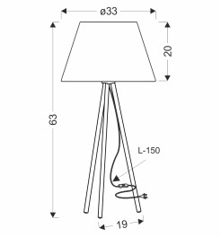 TINCO lampa stołowwa czarny 1x40W E27 abażur szary 41-47731