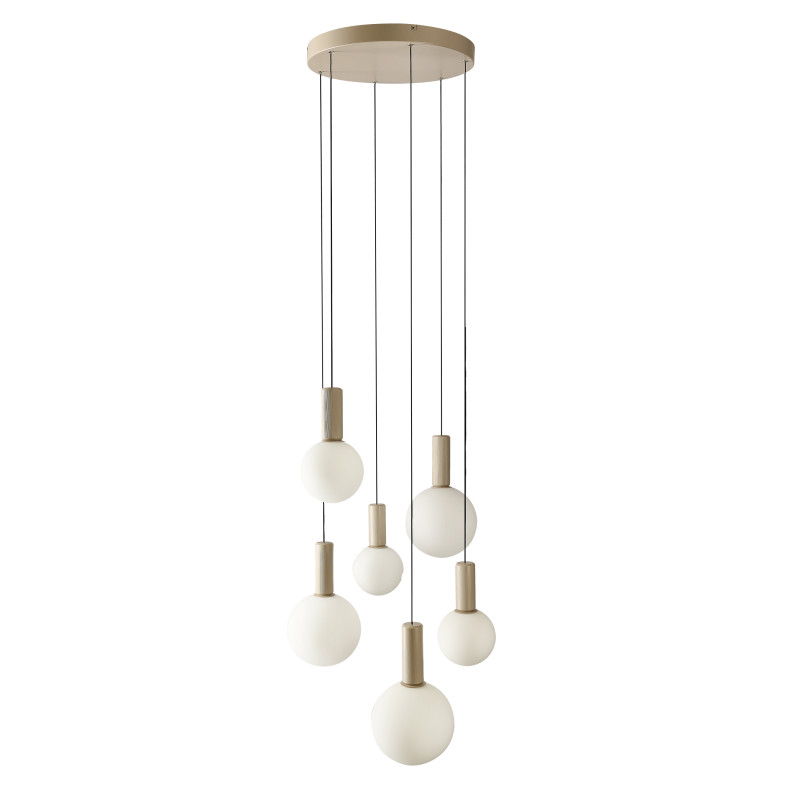 TESTA lampa wisząca talerz beżowy 6x10W G9 klosz biały 36-50915