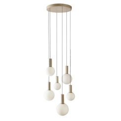 TESTA lampa wisząca talerz beżowy 6x10W G9 klosz biały 36-50915