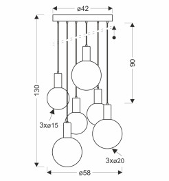 TESTA lampa wisząca talerz beżowy 6x10W G9 klosz biały 36-50915