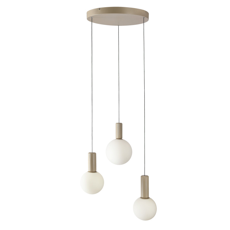 TESTA lampa wisząca talerz beżowa 3x10W G9 klosz biały 33-50908