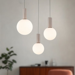 TESTA lampa wisząca talerz beżowa 3x10W G9 klosz biały 33-50908
