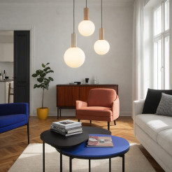 TESTA lampa wisząca talerz beżowa 3x10W G9 klosz biały 33-50908