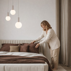 TESTA lampa wisząca talerz beżowa 3x10W G9 klosz biały 33-50908