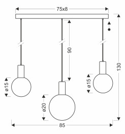 TESTA lampa wisząca beżowy 3x10W G9 klosz biały 33-51110