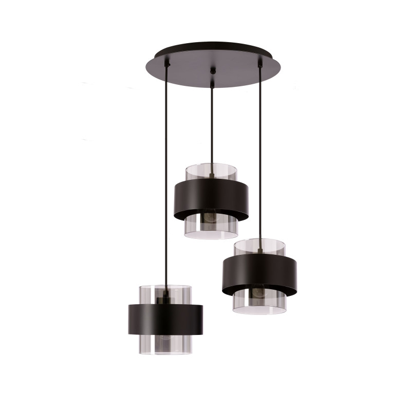 Spiega lampa wisząca talerz czarny 3x60W E27 klosz dymiony 33-47144