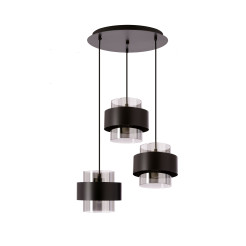 Spiega lampa wisząca talerz czarny 3x60W E27 klosz dymiony 33-47144