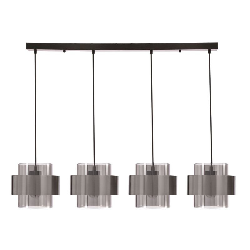 Spiega lampa wisząca czarny+satyna nikiel 4x60W E27 klosz dymiony 34-47175