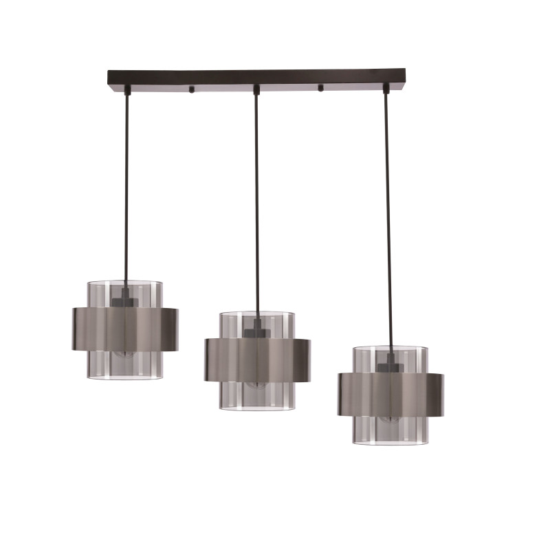 Spiega lampa wisząca czarny+satyna nikiel 3x60W E27 klosz dymiony 33-47151