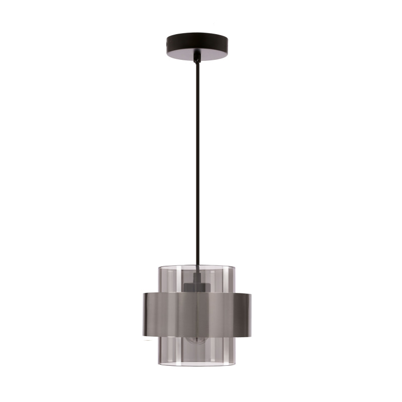 Spiega lampa wisząca czarny+satyna nikiel 1x60W E27 klosz dymiony 31-47113