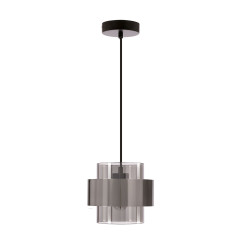 Spiega lampa wisząca czarny+satyna nikiel 1x60W E27 klosz dymiony 31-47113