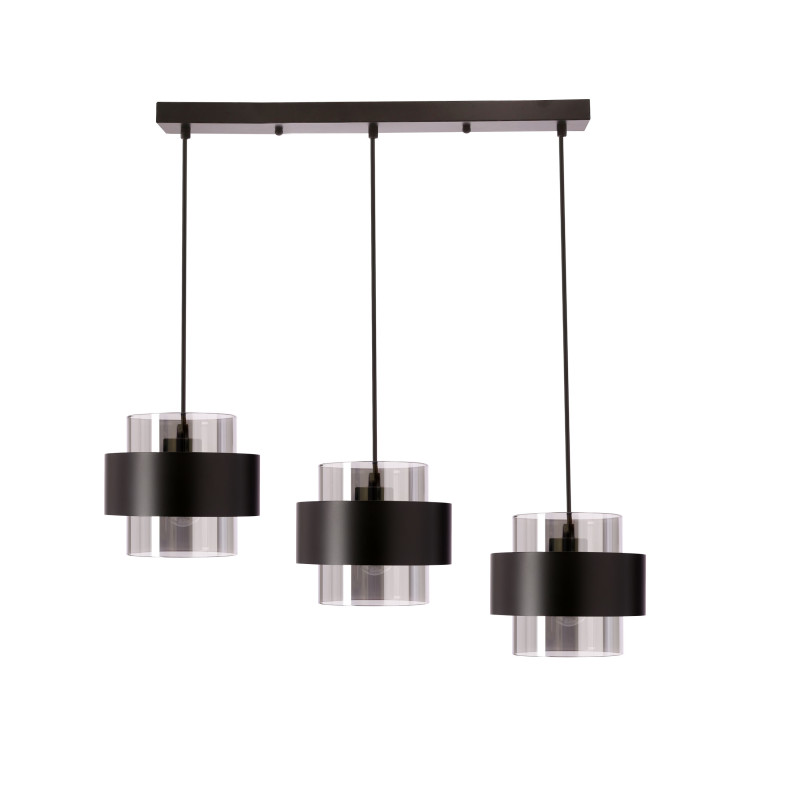 Spiega lampa wisząca czarny 3x60W E27 klosz dymiony 33-47168