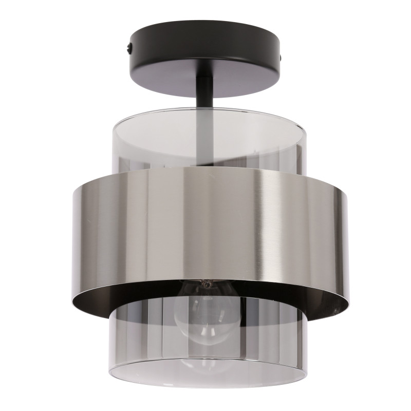 Spiega lampa sufitowa czarny+satyna nikiel 1x60W E27 klosz dymiony 31-47090