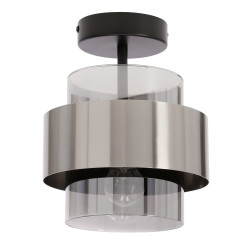 Spiega lampa sufitowa czarny+satyna nikiel 1x60W E27 klosz dymiony 31-47090