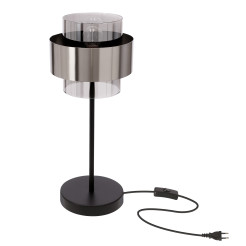 Spiega lampa stołowa czarny+satyna nikiel 1x60W E27 klosz dymiony 41-47199