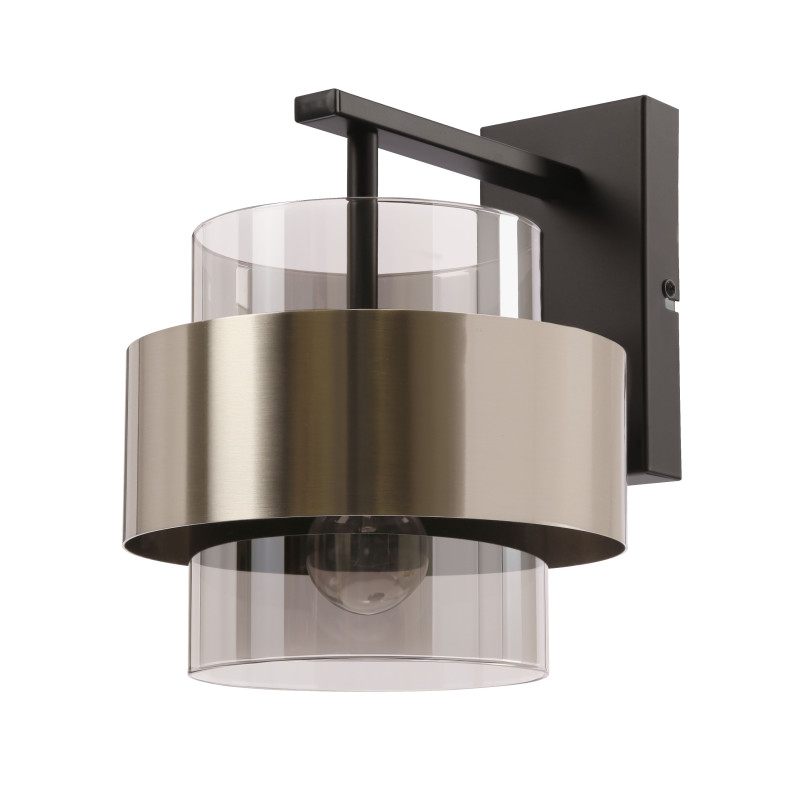Spiega lampa kinkiet czarny+satyna nikiel 1x60W E27 klosz dymiony 21-47076