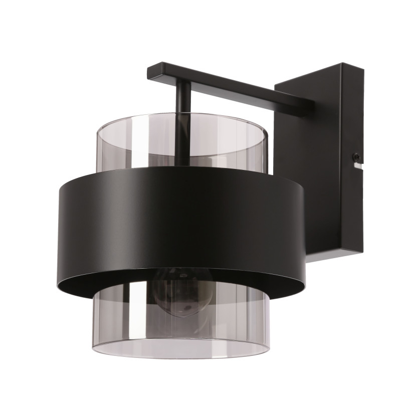 Spiega lampa kinkiet czarny 1x60W E27 klosz dymiony 21-47083