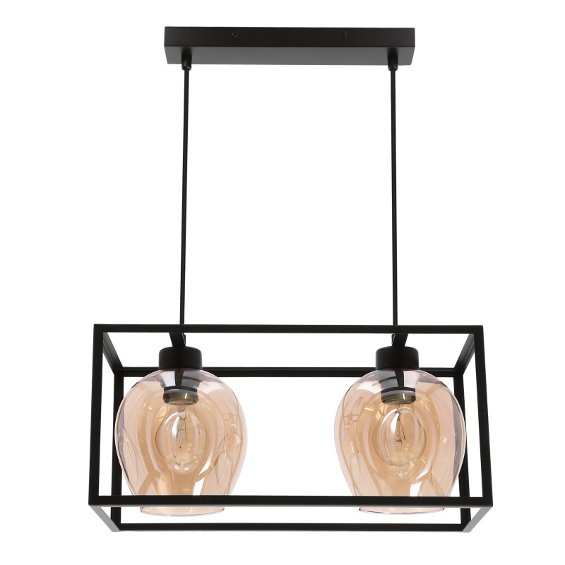 SATER lampa wisząca czarny 2x40W E27 klosz złoty 32-48165