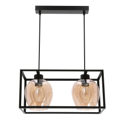 SATER lampa wisząca czarny 2x40W E27 klosz złoty 32-48165