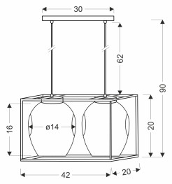SATER lampa wisząca czarny 2x40W E27 klosz złoty 32-48165