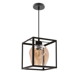 SATER lampa wisząca czarny 1x40W E27 klosz bursztynowy 31-48158