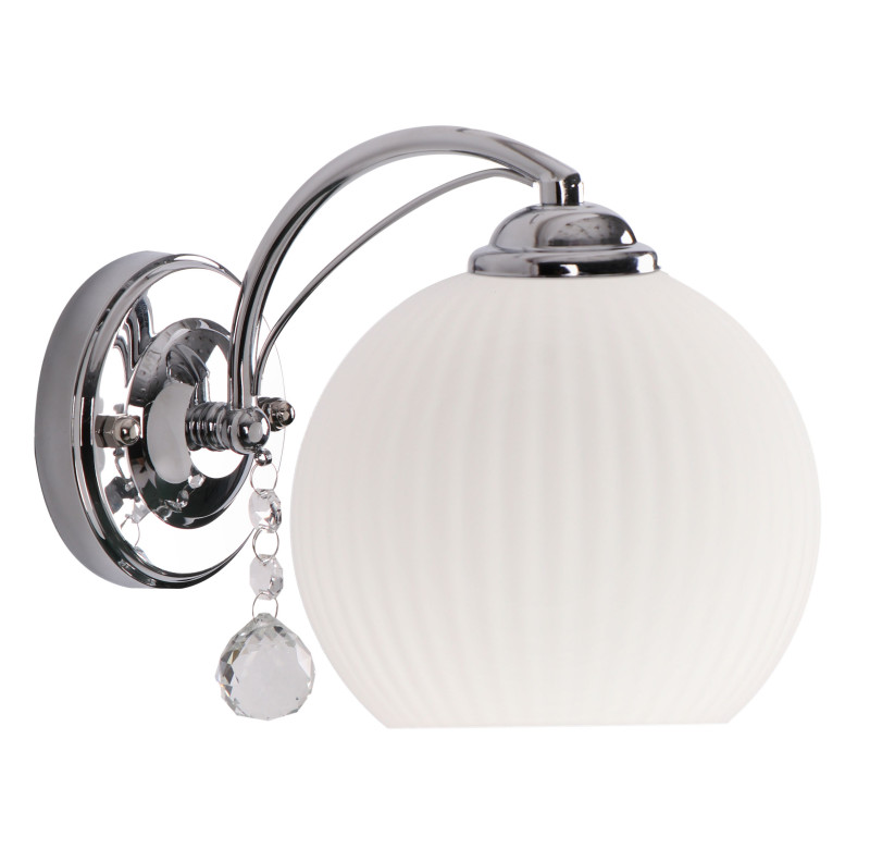 SANDRINE lampa kinkiet chromowy 1x40W E27 klosz biały 21-52094