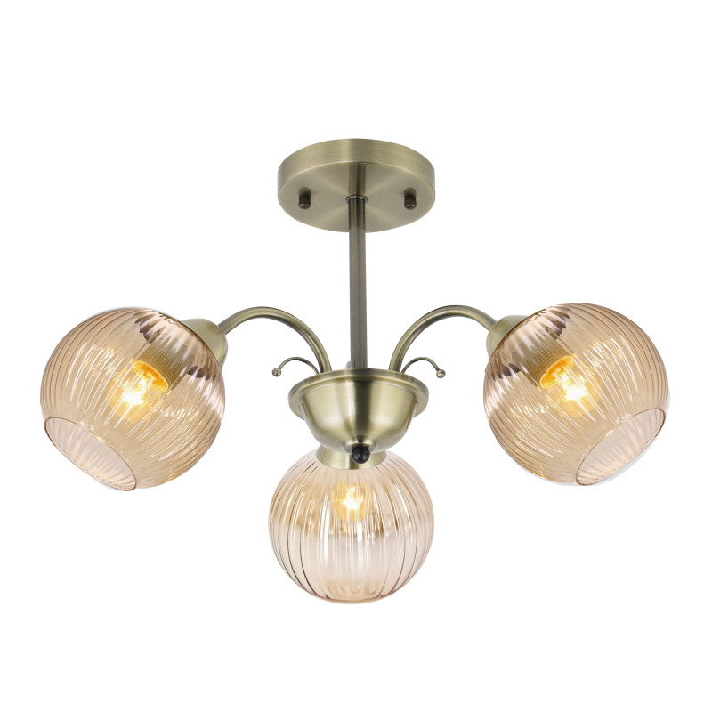 PASCAL lampa wisząca patynowy 3x40W E27 klosz bursztynowy 33-51769