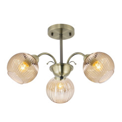 PASCAL lampa wisząca patynowy 3x40W E27 klosz bursztynowy 33-51769