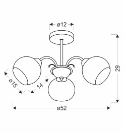 PASCAL lampa wisząca patynowy 3x40W E27 klosz bursztynowy 33-51769