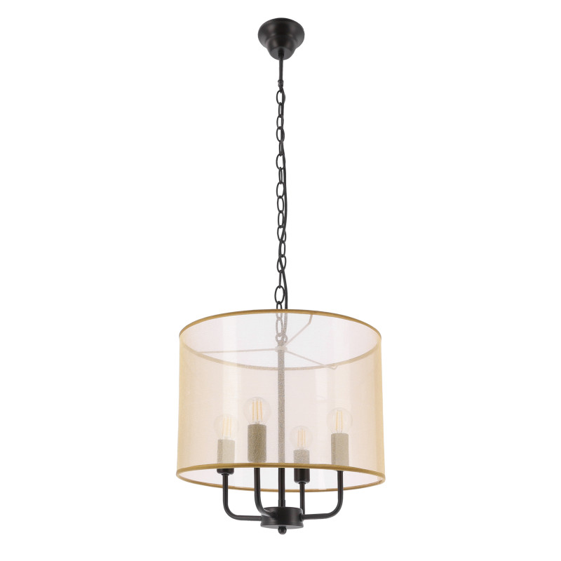 PACIFICA lampa wisząca czarny 4x40W E14 abażur złoty 31-50038