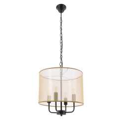 PACIFICA lampa wisząca czarny 4x40W E14 abażur złoty 31-50038