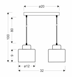 OLIVCA lampa wisząca czarny 2x40W E27 klosz oliwkowy 32-47892