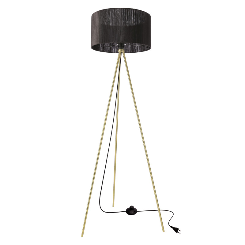 MOSSI lampa podłogowa złoty 1x40W E27 abażur czarny 51-47700