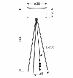 MOSSI lampa podłogowa złoty 1x40W E27 abażur czarny 51-47700