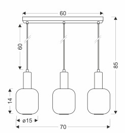 LINOX lampa wisząca talerz czarny 3x40 E27 klosz bursztynowy 33-48912