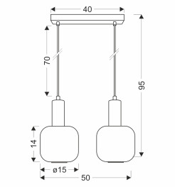 LINOX lampa wisząca czarny 2x40 E27 klosz bursztynowy 32-48905
