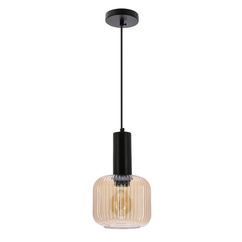 LINOX lampa wisząca czarny 1x40 E27 klosz bursztynowy 31-48899