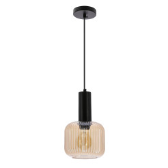 LINOX lampa wisząca czarny 1x40 E27 klosz bursztynowy 31-48899