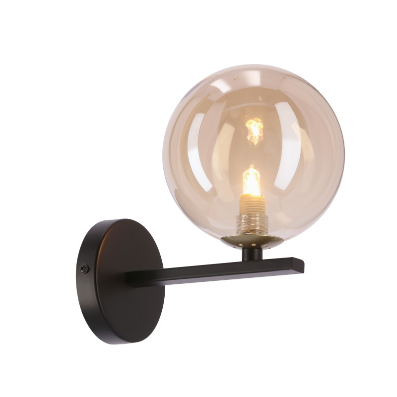 Kama lampa kinkiet czarny+złoty 1x28 G9 klosz bursztynowy 21-47601