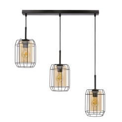 JONERA lampa wisząca czarny 3x40W E27 klosz  bursztynowy 33-49315