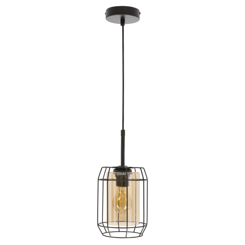 JONERA lampa wisząca czarny 1x40W E27 klosz  bursztynowy 31-49308