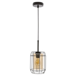 JONERA lampa wisząca czarny 1x40W E27 klosz  bursztynowy 31-49308