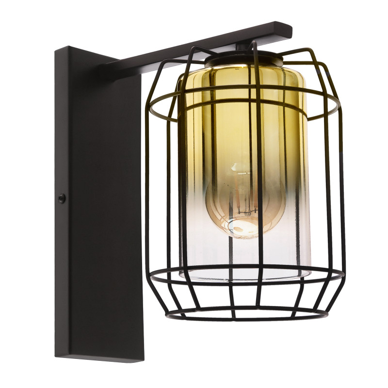 JONERA lampa kinkiet czarny p25 1x40W E27 klosz złoty 21-49322