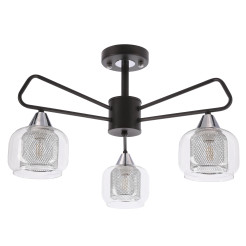 GATO lampa sufitowa czarny 3x40W E14 klosz szklany bezbarwny+chromowy 33-49964