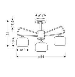 GATO lampa sufitowa czarny 3x40W E14 klosz szklany bezbarwny+chromowy 33-49964