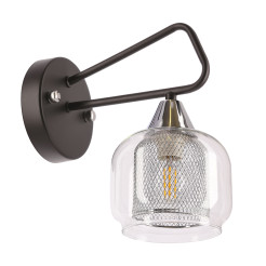 GATO lampa kinkiet czarny 1x40W E14 klosz szklany bezbarwny+chromowy 21-49971